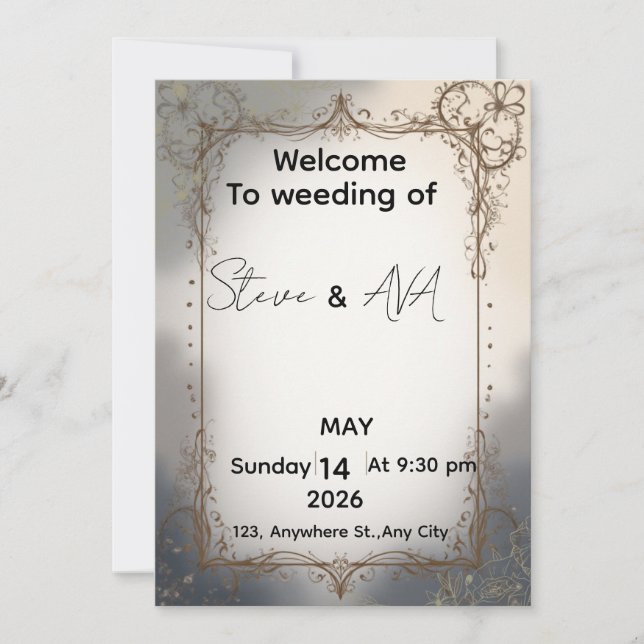 Convite Royal Elegant Wedding Invitation | Luxury Gold & C (Frente)