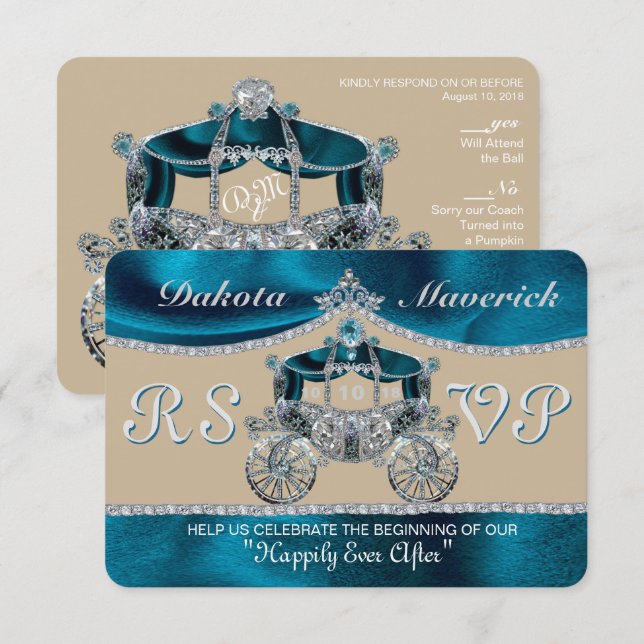 Convite Royal Fairytale RSVP (Frente/Verso)