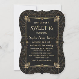 Convite Royal Fleur-de-Lis Art Deco SWEET 16