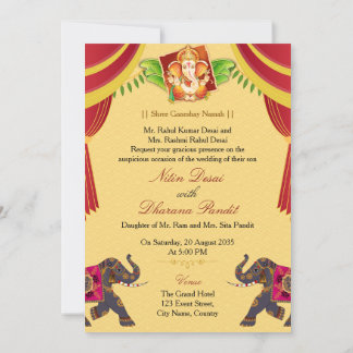 Convite Royal Ganesha Indian Hindu Wedding Invitation