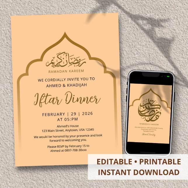 Convite Royal Gold Arch Ramadan Iftar Dinner Invitation (Criador carregado)
