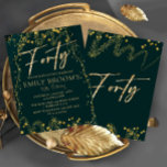 Convite Royal Green 40th Birthday Forty Invitation<br><div class="desc">Amazing 40th Fourty Birthday Invitation with gold sparkles and gold decoration These Invites are easy to use and customize and the template is so beautiful to be printed or downloaded.</div>