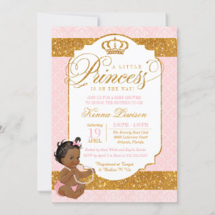 Convite Royal Little Princess Pink e Dourado Chá de frald