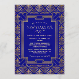 Convite Royal Marinho Blue Dourado Excelente Gatsby New Ye