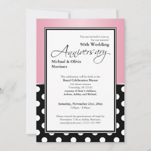 Convite Royal Preto Bolha de Rosa 50º Aniversário