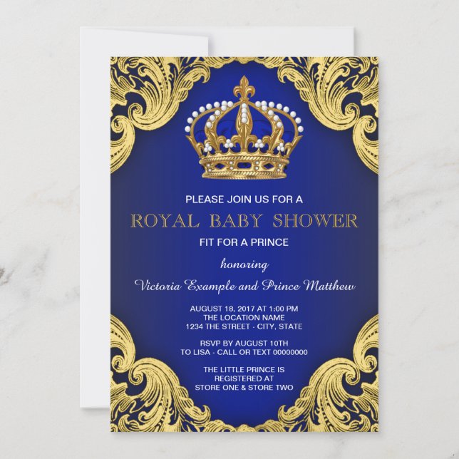 Convite Royal Prince Baby Shower Invants (Verso)