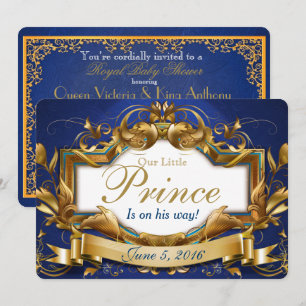 Convite Royal Prince Elegant Baby Shower Invants