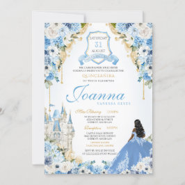 Convite Royal Princess Light Blue Cinderella Quince V3