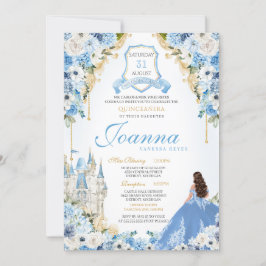 Convite Royal Princess Light Blue Cinderella Quince V4