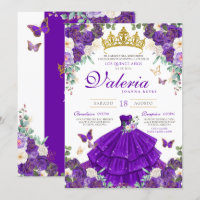 Royal Purple Rosa Butterfly Princess Quinceanera