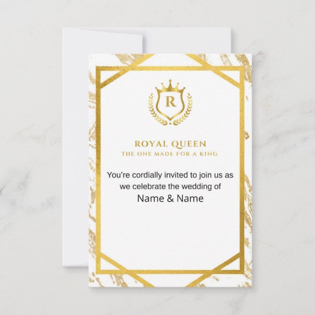 Convite Royal Queen Made for A King Wedding Invitations (Frente)