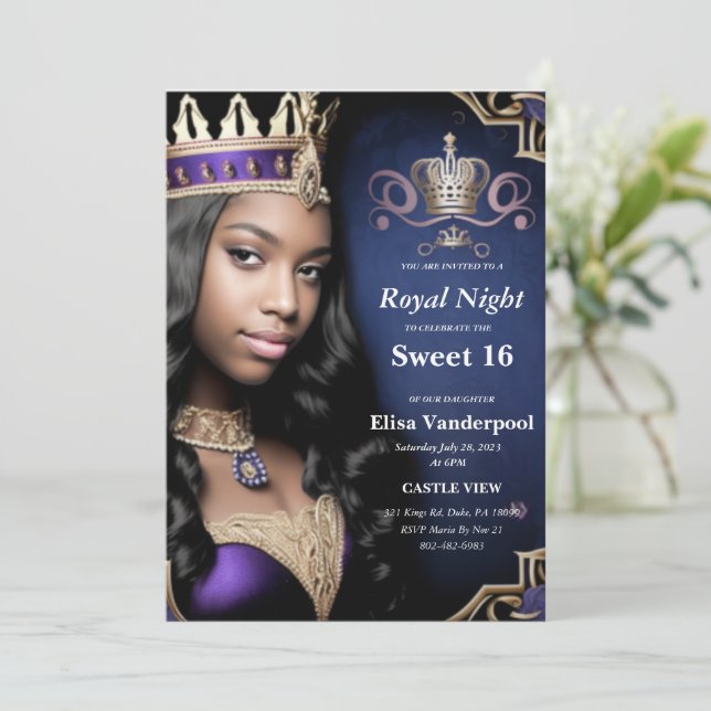 Convite Royal Sweet 16 (Em pé/Frente)