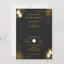 Convite Royal wedding invitation in black and gold