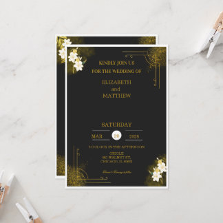 Convite Royal wedding invitation in black and gold