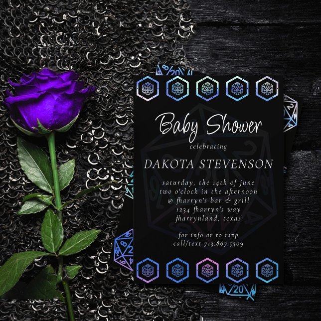 Convite RPG Dice | Aurora Fantasy Tabletop Gamer Chá (Criador carregado)