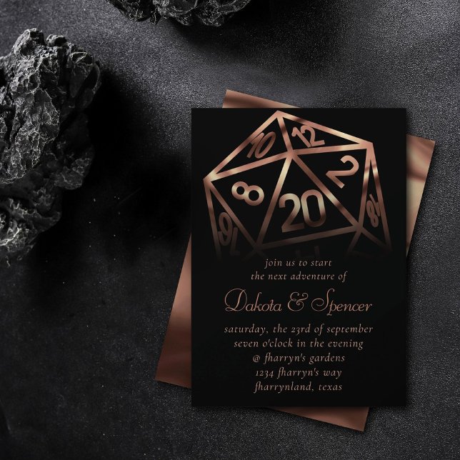 Convite RPG Dice | Copper Fantasy Retro Tabletop PnP Gamer (Criador carregado)