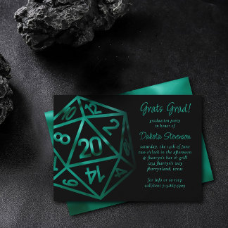 Convite RPG Dice | Graduação de Jogadores Retro do Emerald