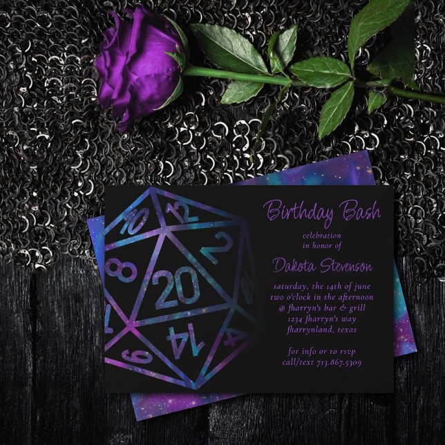 Convite RPG Dice | Nebula Fantasy Tabletop PnP Gamer Party (Criador carregado)