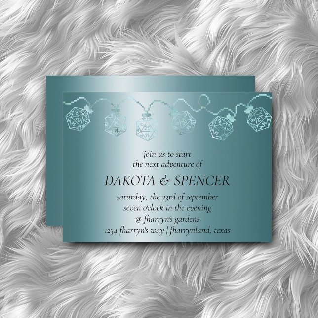 Convite RPG Luxe | Aqua Sheen Tabletop Gamer Dice Lights (Criador carregado)