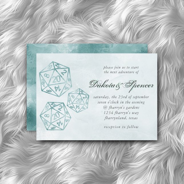 Convite RPG Luxe | Aqua Smoke Fantasy Tabletop Gamer Dice (Criador carregado)