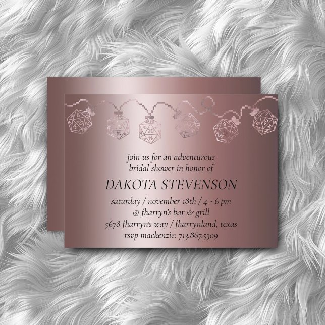 Convite RPG Luxe | Mauve Sheen Tabletop Gamer Dice Lights (Criador carregado)