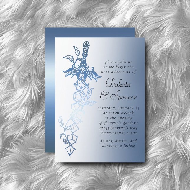 Convite RPG Sword Luxe | Blue Sheen Fantasy Tabletop Gamer (Criador carregado)