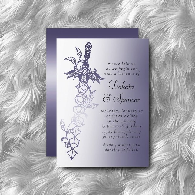 Convite RPG Sword Luxe | Gamer PnP Fantasy Purple Tabletop (Criador carregado)