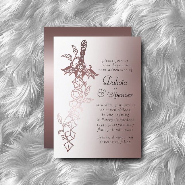 Convite RPG Sword Luxe | Mauve Fantasy Tabletop Gamer (Criador carregado)