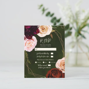 Convite RSPV Casamento Moderno Verde Esmeralda Dourado com