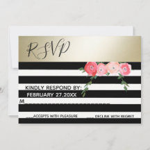 RSPV de casamento de rosas com listras pretas e br
