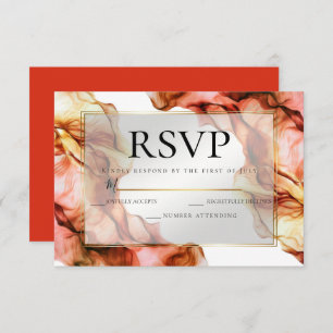 Convite RSVP   Abstrato Watercolor Coluna Autumn Colunas 4
