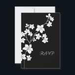 Convite RSVP Aniversário Asiático Preto Branco<br><div class="desc">Aniversário de 40 anos RSVP Asiático Black Floral White Convite de festas Floral Floral Birthday Elegant Classy All Occasion Party convida Modelo</div>