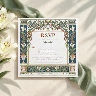 Convite RSVP Art Nouveau Lily Quadrado Casamento