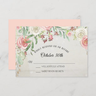 Convite RSVP Arte de Aquarela Russa Escamoteando marfim Ro