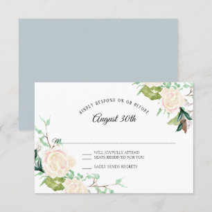Convite RSVP Arte em Aquarela Elegante Pálida Floral Rosa 