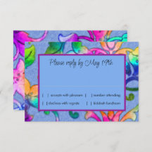 RSVP Azul do Damask Pintado Colorido