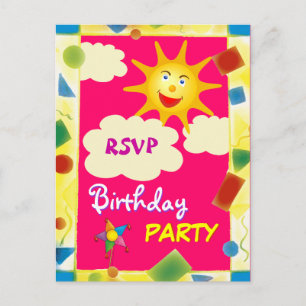 Convite RSVP bonito - Cartão postal de FESTA DE ANIVERSÁRI