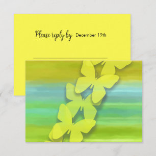 Convite RSVP Borboleta Azul Verde Amarelo