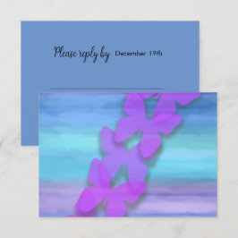Convite RSVP Borboleta Turquesa Purple Watercolor