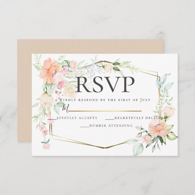 Convite RSVP | Buquê Floral de Aquarela (Frente/Verso)