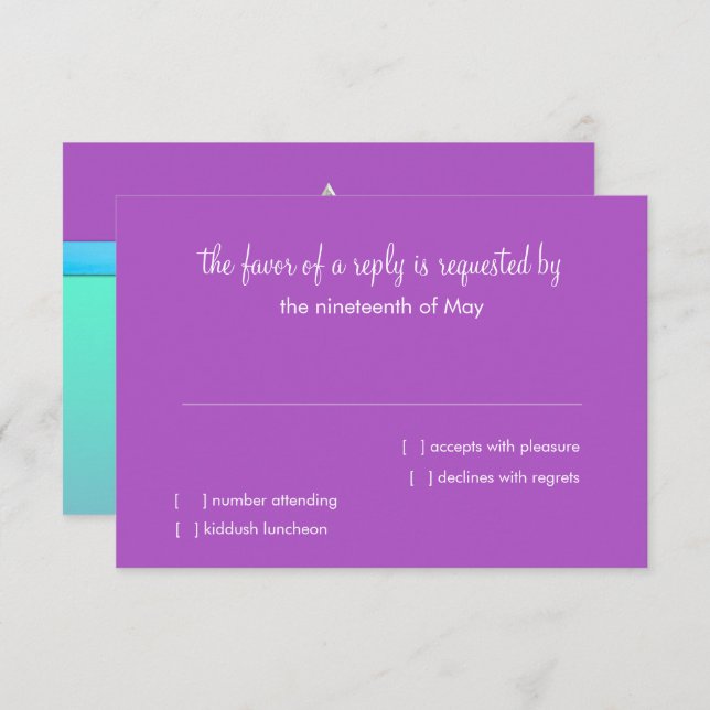 Convite RSVP Card Aqua Purple Turquoise Ombre Star (Frente/Verso)