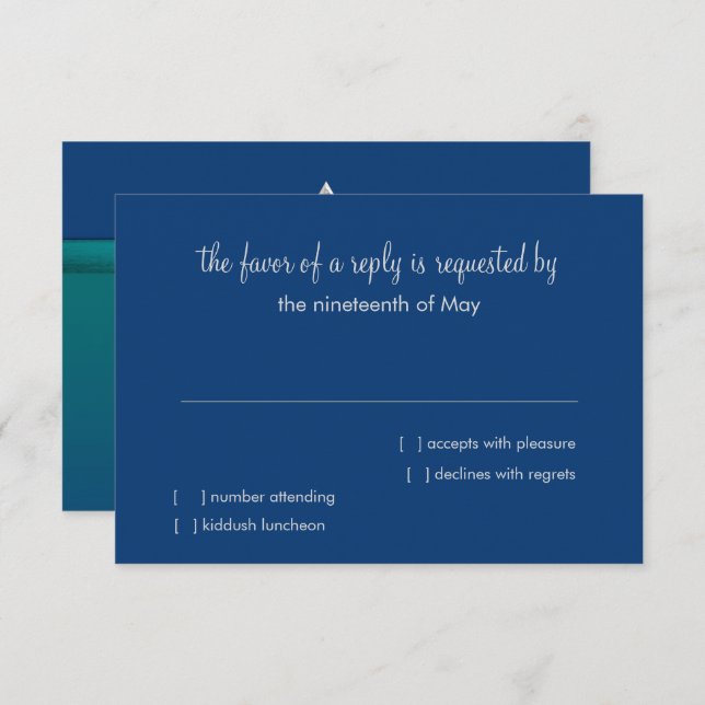 Convite RSVP Card Teal e Blue Ombre Star (Frente/Verso)