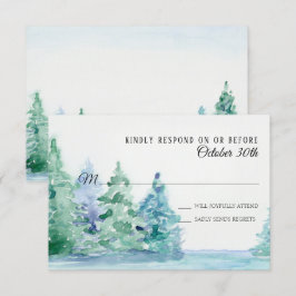 Convite RSVP Casamento Blue Lake w Árvores de Pinheiro