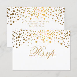 Convite RSVP Casamento com Pontos em Branco e Dourado Conf
