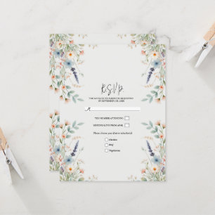 Convite RSVP Casamento Floral de Aquarela Primavera Flor S
