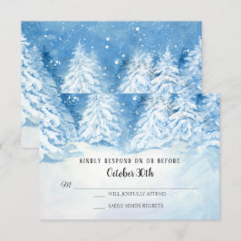 Convite RSVP Casamento Floresta de Inverno Árvores Nevadas