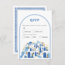RSVP Casamento Grego de Santorini Grécia Azul