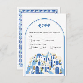Convite RSVP Casamento Grego de Santorini Grécia Azul