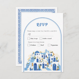 Convite RSVP Casamento Grego de Santorini Grécia Azul