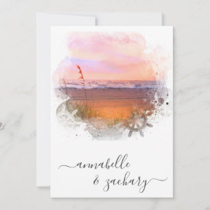 Convite ** RSVP - Casamento QR Beach Sea Ocean AR7